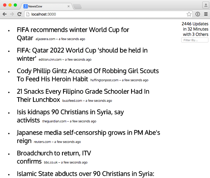 A screenshot of a new feed aggregator